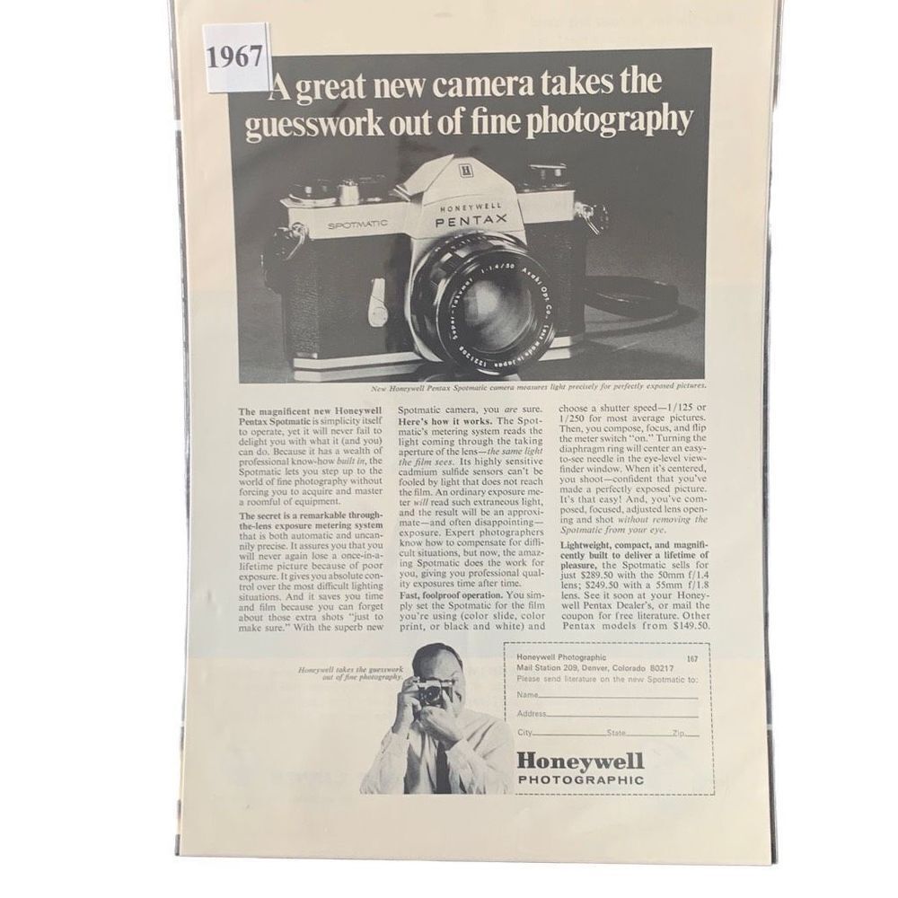 Vintage 1967 Honeywell Pentax Photographic Advertisement Ad Advertising